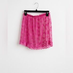 Whimsy Festival Coquette Girl Pink Lace Mini Y2K Skirt Size M